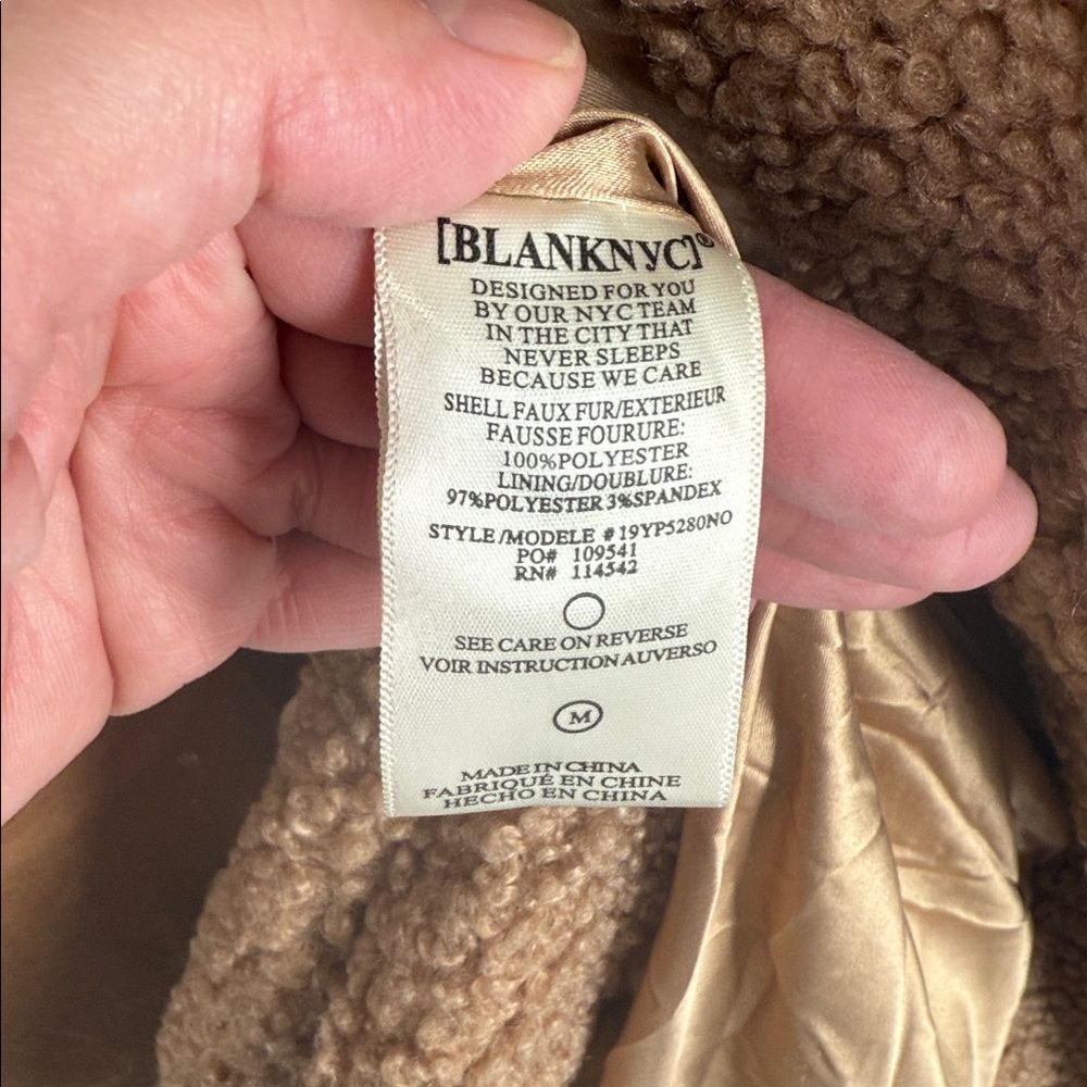 Blank NYC Coat Wm Medium Teddy Shearling Trench Belt Shacket - Picture 8 of 10